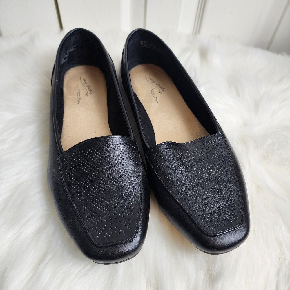 EASY STREET Women's Thrill Perf Square Toe Flats In Black